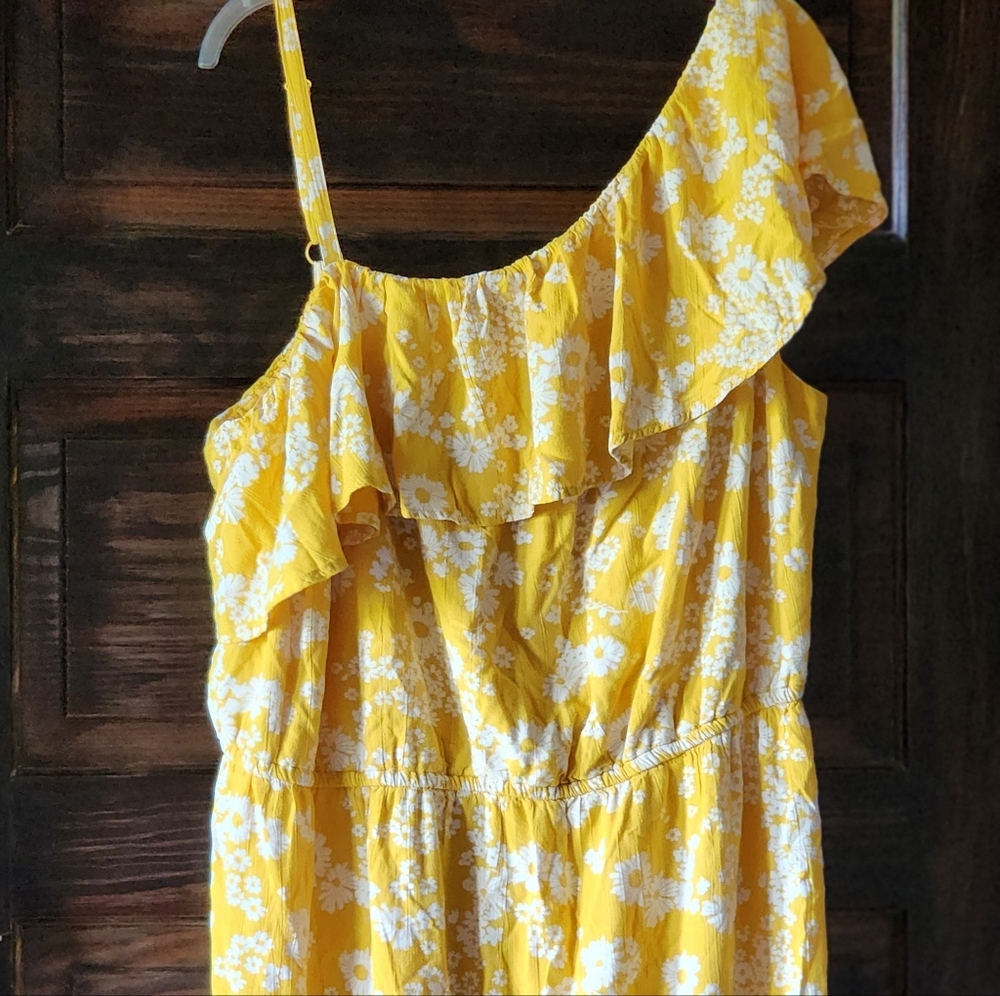 Old Navy Yellow Floral One Shoulder Ruffled Sundress Plus Sz 2x - Picture 9 of 13